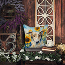 Borzoi in Sunflowers Throw Pillow - 14x14 Decorative Pillow – Art for Your Home & Patio