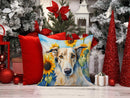 Borzoi in Sunflowers Throw Pillow - 14x14 Decorative Pillow – Art for Your Home & Patio
