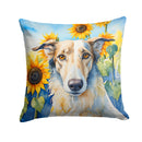 Borzoi in Sunflowers Throw Pillow