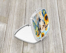 Borzoi in Sunflowers Compact Mirror – Stylish Purse Mirror with Artistic Covers