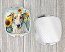 Borzoi in Sunflowers Compact Mirror – Stylish Purse Mirror with Artistic Covers
