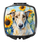 Borzoi in Sunflowers Compact Mirror – Stylish Purse Mirror with Artistic Covers