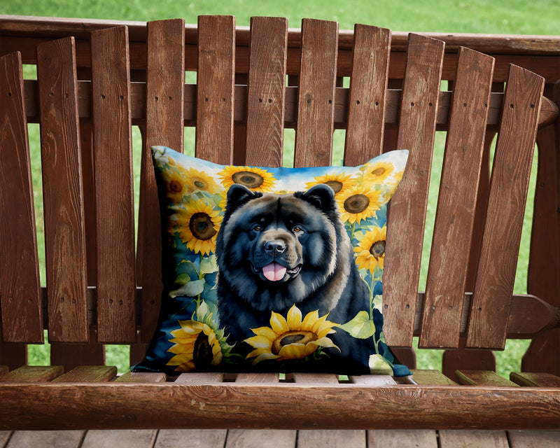 Chow Chow in Sunflowers Throw Pillow - 14x14 Decorative Pillow – Art for Your Home & Patio