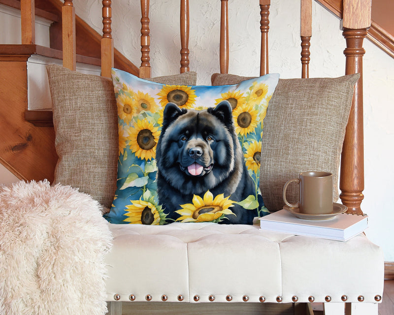 Chow Chow in Sunflowers Throw Pillow - 14x14 Decorative Pillow – Art for Your Home & Patio