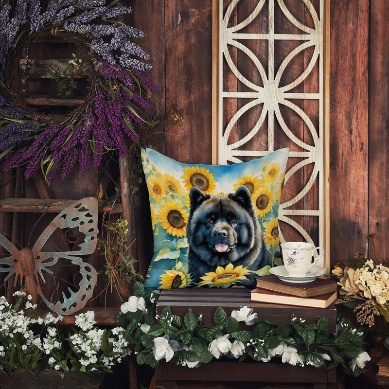 Chow Chow in Sunflowers Throw Pillow - 14x14 Decorative Pillow – Art for Your Home & Patio