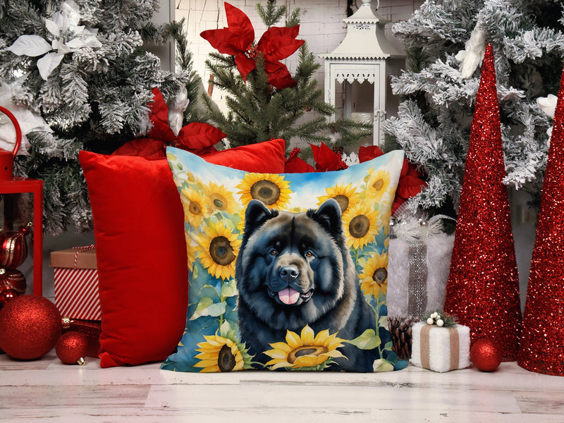Chow Chow in Sunflowers Throw Pillow - 14x14 Decorative Pillow – Art for Your Home & Patio