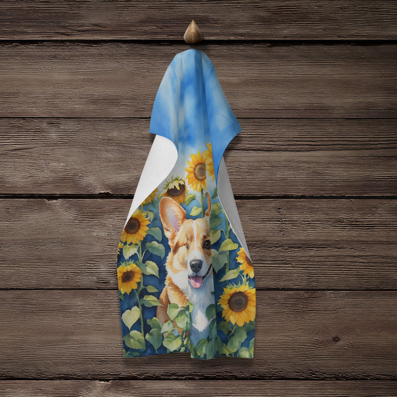 Corgi in Sunflowers Kitchen Towel