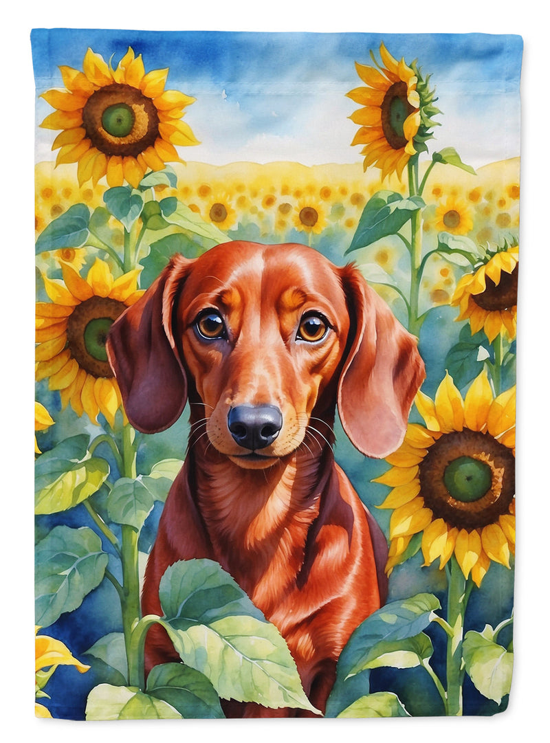 Dachshund in Sunflowers Garden Flag – Bright Dog-Themed Yard Decor
