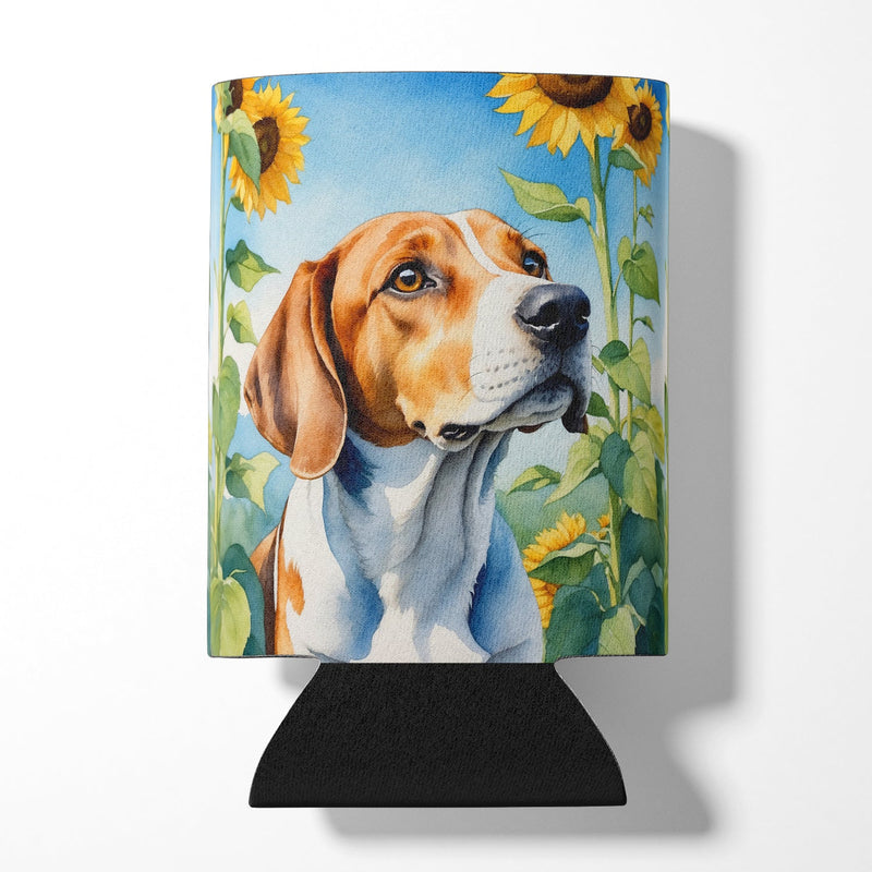 English Foxhound in Sunflowers Can or Bottle Hugger