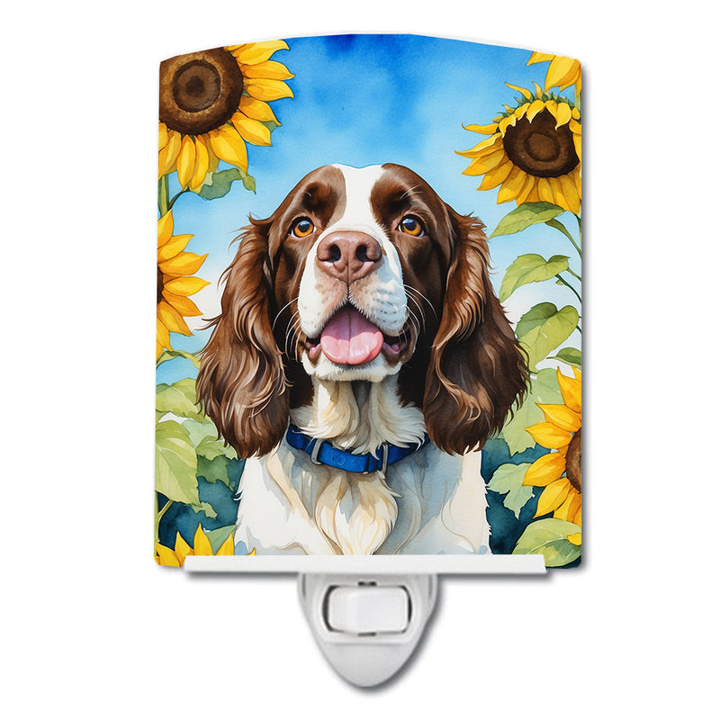 English Springer Spaniel in Sunflowers Ceramic Night Light