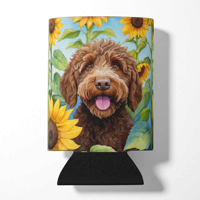 Labradoodle in Sunflowers Can or Bottle Hugger