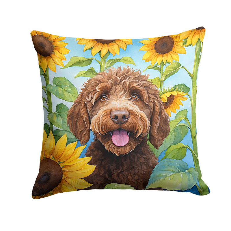 Labradoodle in Sunflowers Throw Pillow - 14x14 Decorative Pillow – Art for Your Home & Patio