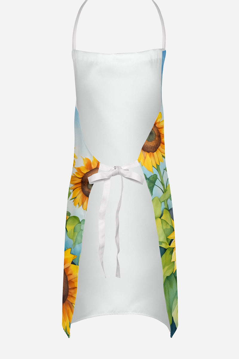 Newfoundland in Sunflowers Apron