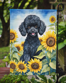 Black Poodle in Sunflowers Garden Flag – Bright Dog-Themed Yard Decor