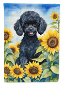 Black Poodle in Sunflowers Garden Flag – Bright Dog-Themed Yard Decor