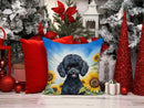 Black Poodle in Sunflowers Throw Pillow - 14x14 Decorative Pillow – Art for Your Home & Patio