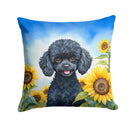 Black Poodle in Sunflowers Throw Pillow - 14x14 Decorative Pillow – Art for Your Home & Patio