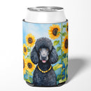 Black Poodle in Sunflowers Can or Bottle Hugger