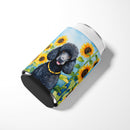 Black Poodle in Sunflowers Can or Bottle Hugger
