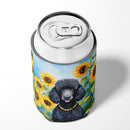 Black Poodle in Sunflowers Can or Bottle Hugger