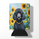 Black Poodle in Sunflowers Can or Bottle Hugger