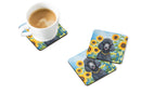 Black Poodle in Sunflowers Coasters - Set of 4 Lightweight Foam, Absorbent Drink Coasters