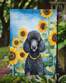 Black Poodle in Sunflowers Garden Flag – Bright Dog-Themed Yard Decor