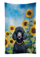 Black Poodle in Sunflowers Kitchen Towel
