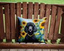 Black Poodle in Sunflowers Throw Pillow - 14x14 Decorative Pillow – Art for Your Home & Patio
