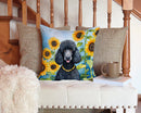 Black Poodle in Sunflowers Throw Pillow - 14x14 Decorative Pillow – Art for Your Home & Patio