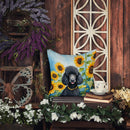 Black Poodle in Sunflowers Throw Pillow - 14x14 Decorative Pillow – Art for Your Home & Patio