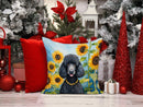 Black Poodle in Sunflowers Throw Pillow - 14x14 Decorative Pillow – Art for Your Home & Patio