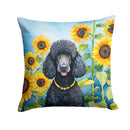 Black Poodle in Sunflowers Throw Pillow - 14x14 Decorative Pillow – Art for Your Home & Patio