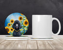 Black Poodle in Sunflowers Large Sandstone Coasters Pack of 4