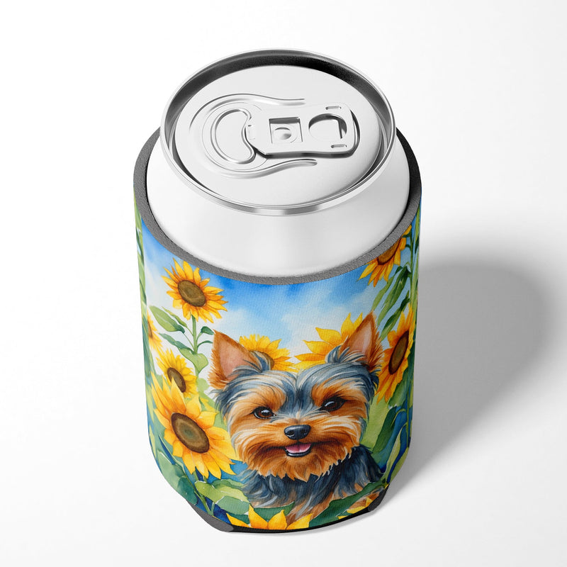 Yorkshire Terrier in Sunflowers Can or Bottle Hugger