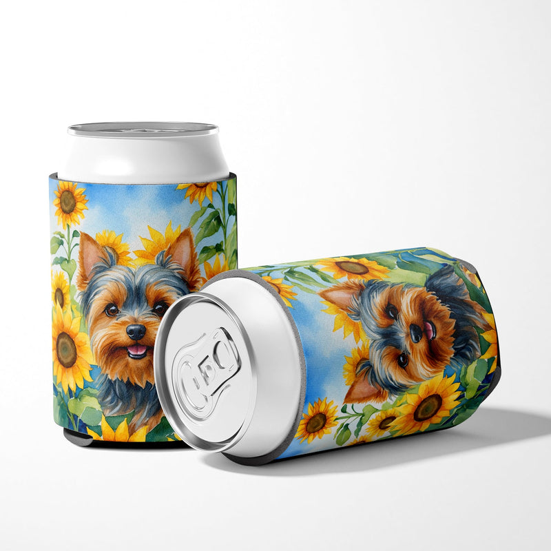 Yorkshire Terrier in Sunflowers Can or Bottle Hugger