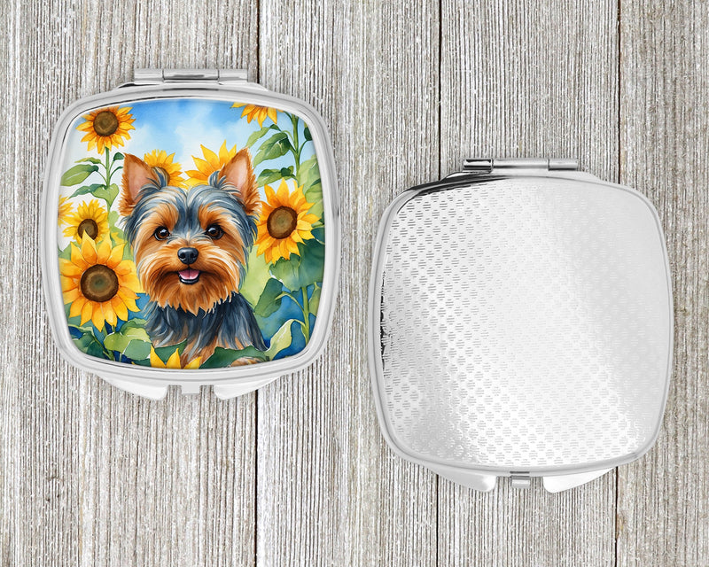 Yorkshire Terrier in Sunflowers Compact Mirror