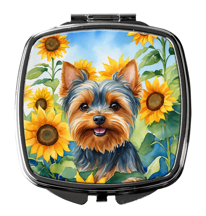 Yorkshire Terrier in Sunflowers Compact Mirror