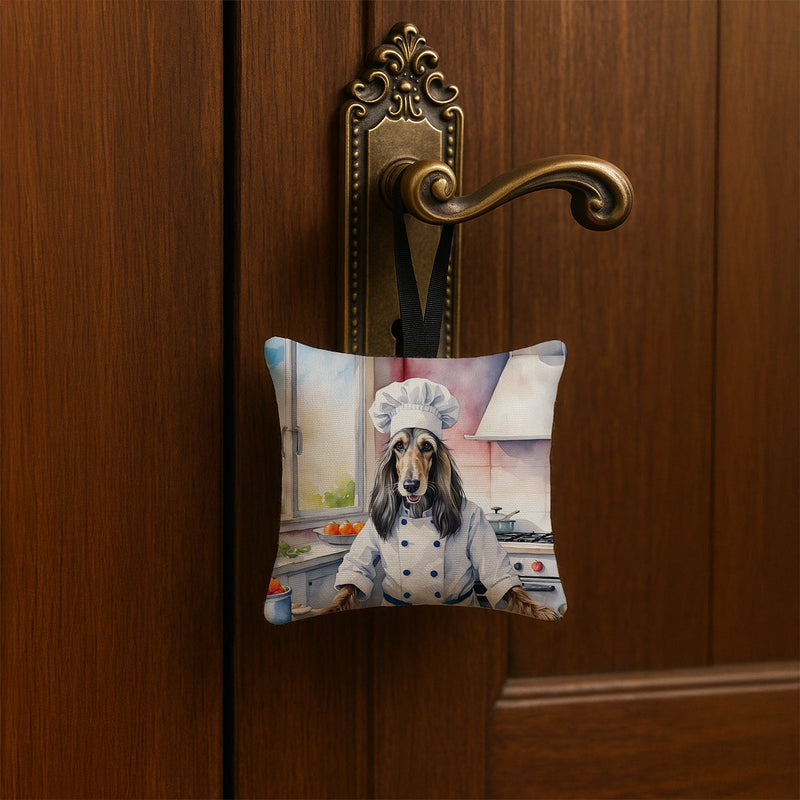 Afghan Hound The Chef Hanging Square Fabric Ornament 3.5 × 3.5