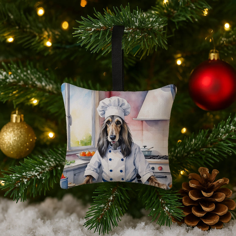 Afghan Hound The Chef Hanging Square Fabric Ornament 3.5 × 3.5