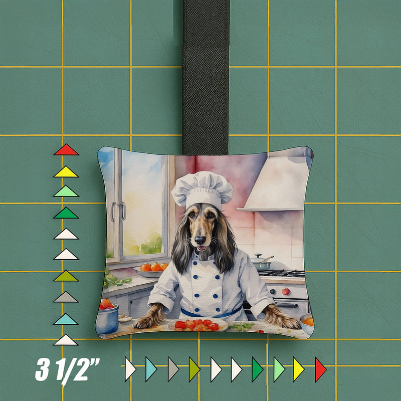 Afghan Hound The Chef Hanging Square Fabric Ornament 3.5 × 3.5