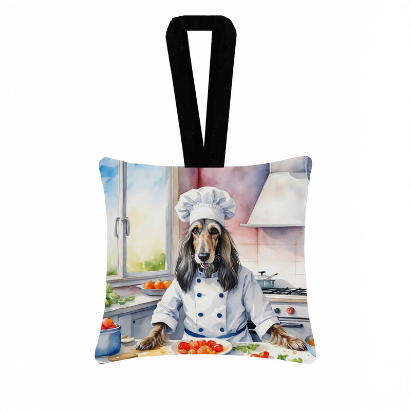 Afghan Hound The Chef Hanging Square Fabric Ornament 3.5 × 3.5