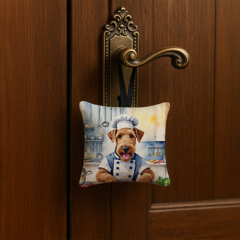 Airedale Terrier The Chef Hanging Square Fabric Ornament 3.5 × 3.5