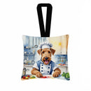 Airedale Terrier The Chef Hanging Square Fabric Ornament 3.5 × 3.5