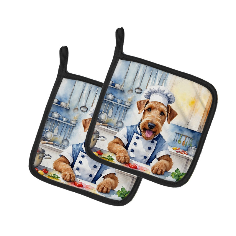 Airedale Terrier The Chef Pair of Pot Holders