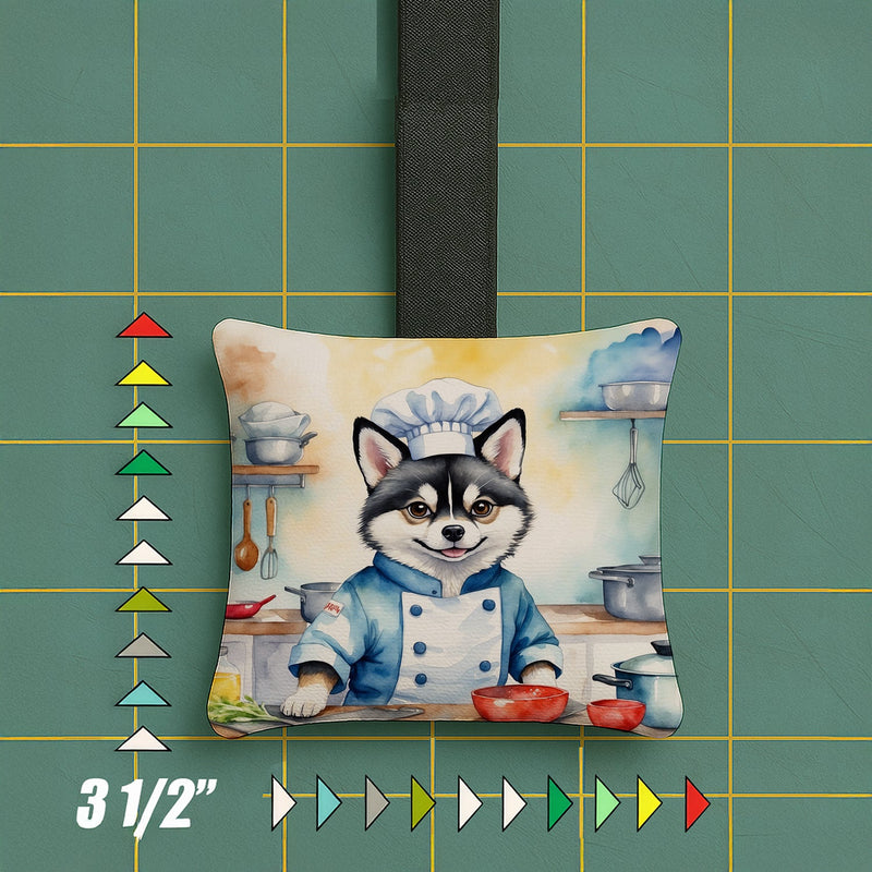 Alaskan Klee Kai The Chef Hanging Square Fabric Ornament 3.5 × 3.5
