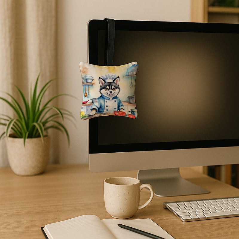 Alaskan Klee Kai The Chef Hanging Square Fabric Ornament 3.5 × 3.5