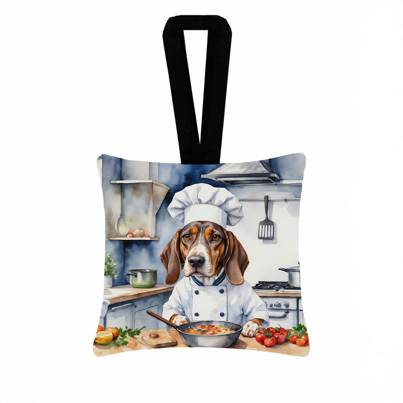 American English Coonhound The Chef Hanging Square Fabric Ornament 3.5 × 3.5
