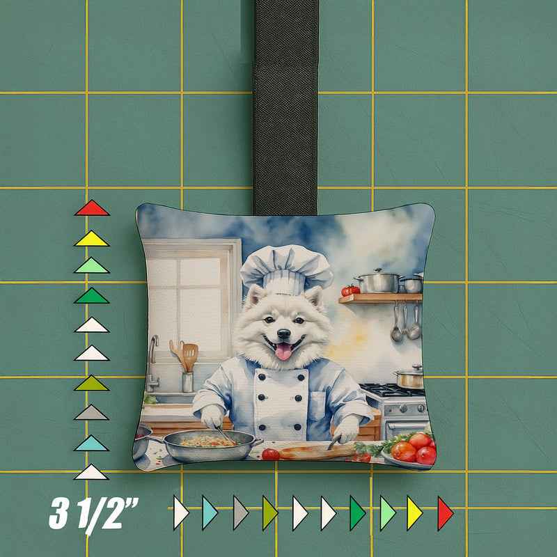 American Eskimo The Chef Hanging Square Fabric Ornament 3.5 × 3.5