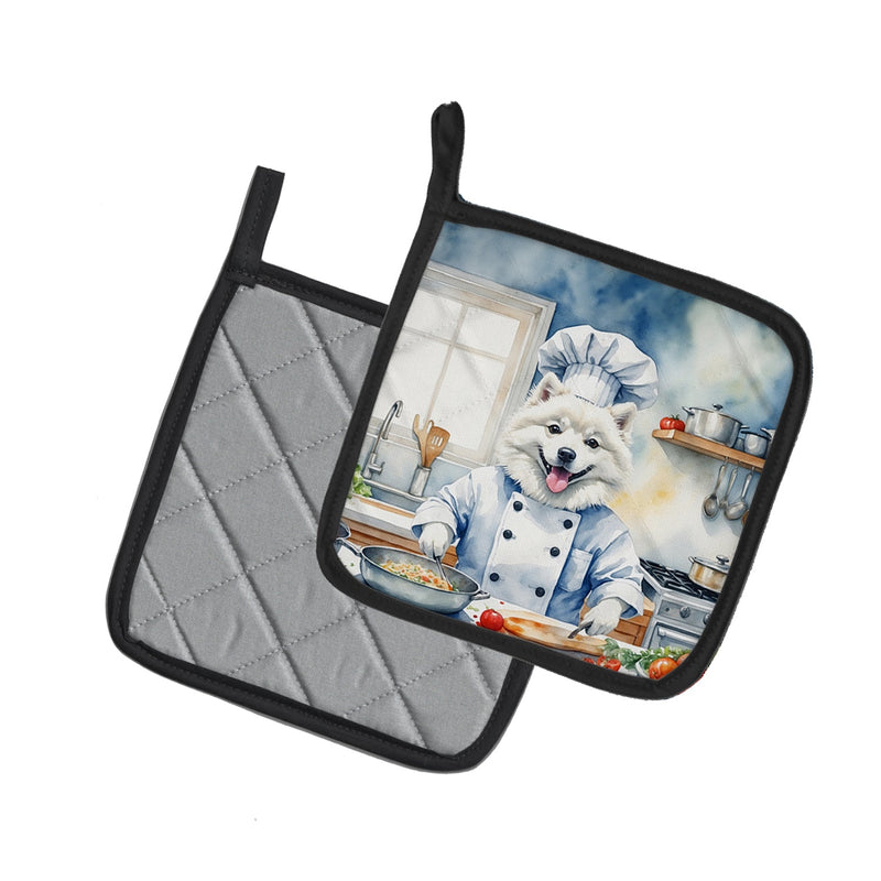 American Eskimo The Chef Pot Holders - Set of 2 Decorative Kitchen Helpers | Made in the USA